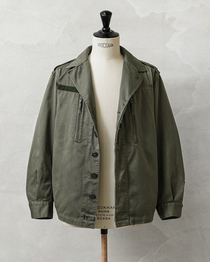 実物 USED フランス軍 F-2 ジャケット オリーブ 2ポケット