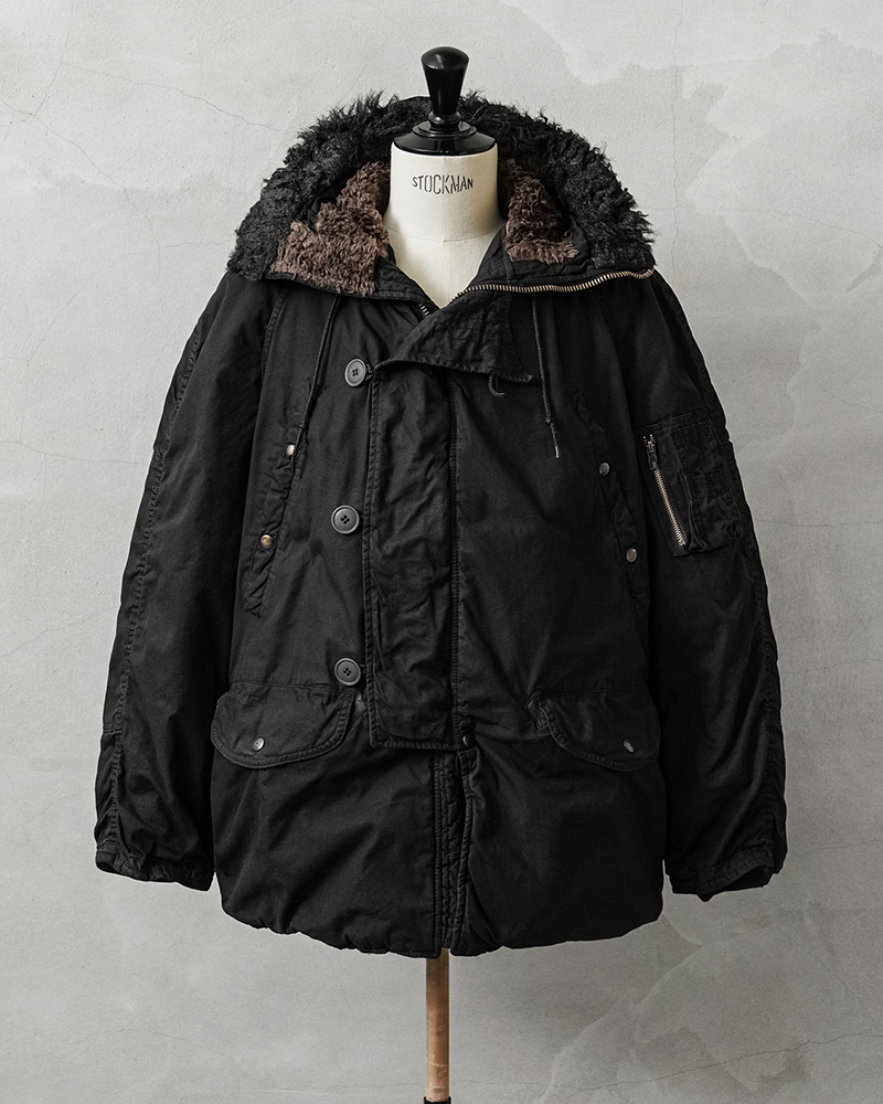 N-3B ジャケット 実物 黒染め 希少 実物 USED 米軍 N-3B フライトジャケット ブラックファー DEEP