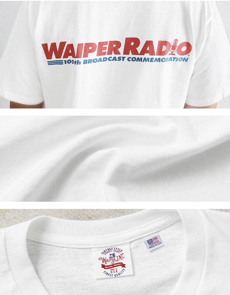 ”WAIPER RADIO 100th BROADCAST COMMEMORATION” WAIPER.inc S/S クルーネック パックTシャツ  MADE IN USA ワイパーラジオ 100回記念【クーポン対象外】【T】