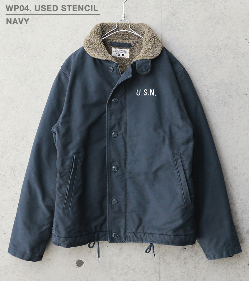 米海軍 U.S.NAVY N-1 デッキジャケット USED加工 SOLID＆U.S.N 