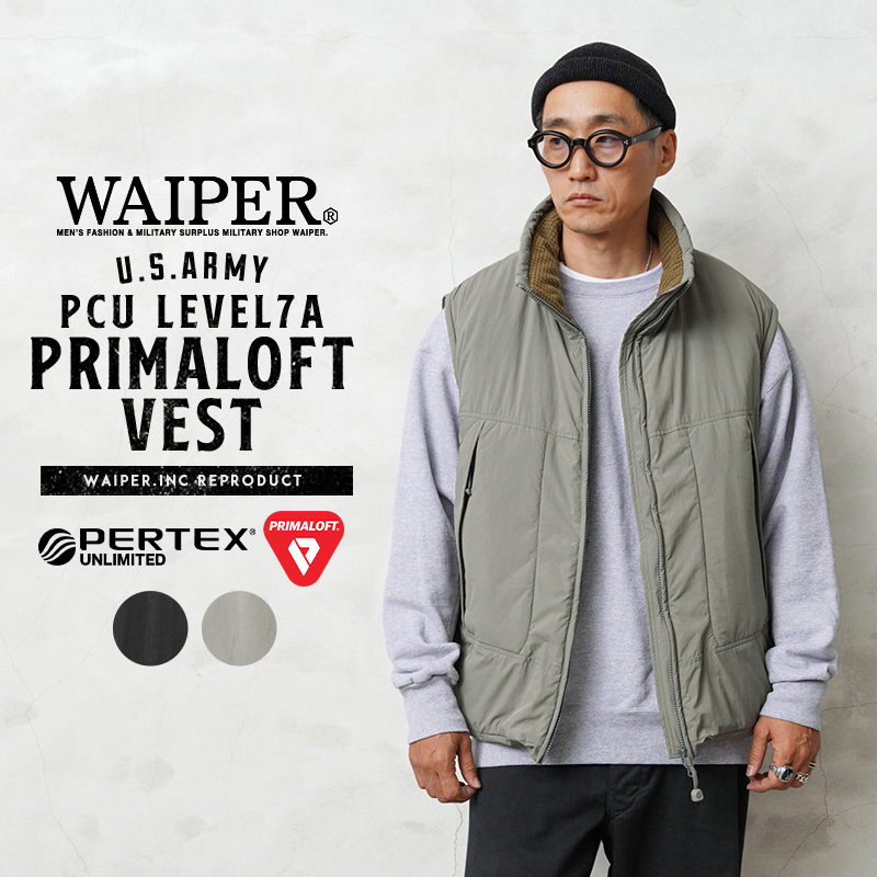 WAIPER.inc ワイパーインク 米軍 PCU LEVEL7A PRIMALOFT ベスト PERTEX UNLIMITED プリマロフト  ナイロンベスト ブランド【WP1022】【クーポン対象外】【T】