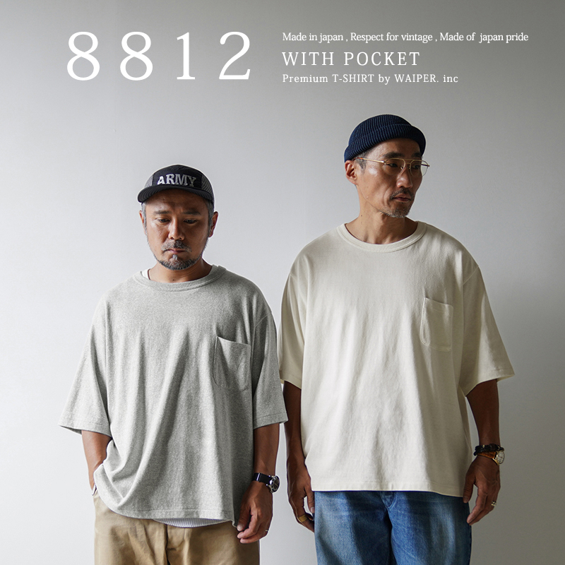 WAIPER.inc ワイパーインク Respect for Vintage 88/12 Fabric Premium ポケットTシャツ 日本製 無地... XL Oatmeal