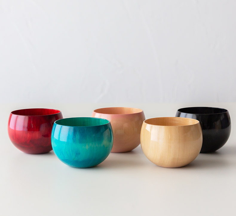 山中塗 天然木製漆器 嘉匠菴 カラフル ティーカップ 小鉢 湯呑 スープ