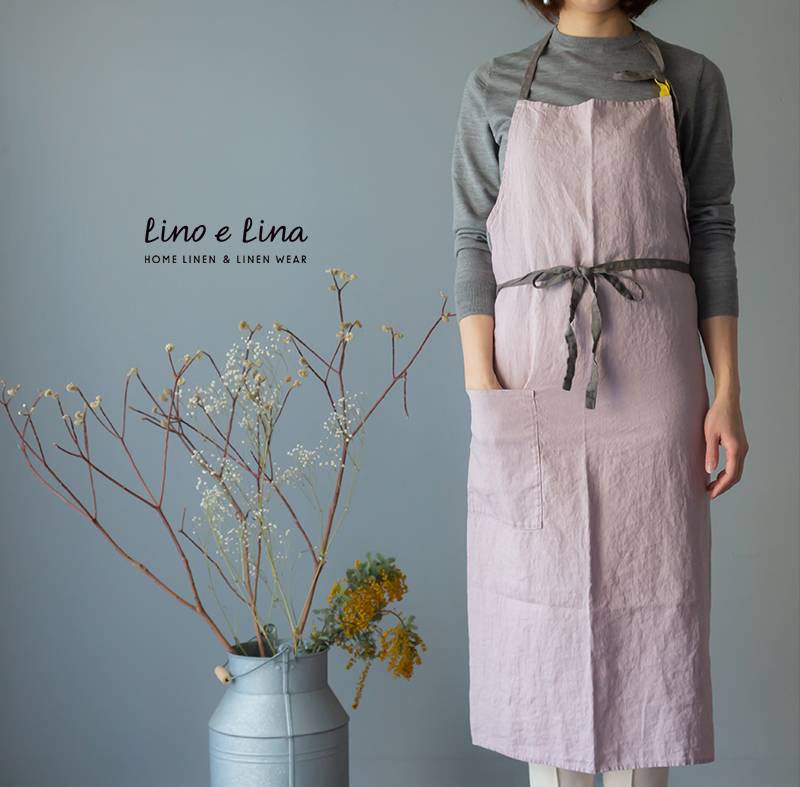 LINO E LINA　リーノエリーナ　新品 人気のエプロン　リネン100% Lino e Lina エプロン リネン おしゃれ リーノエリーナ ホルダー