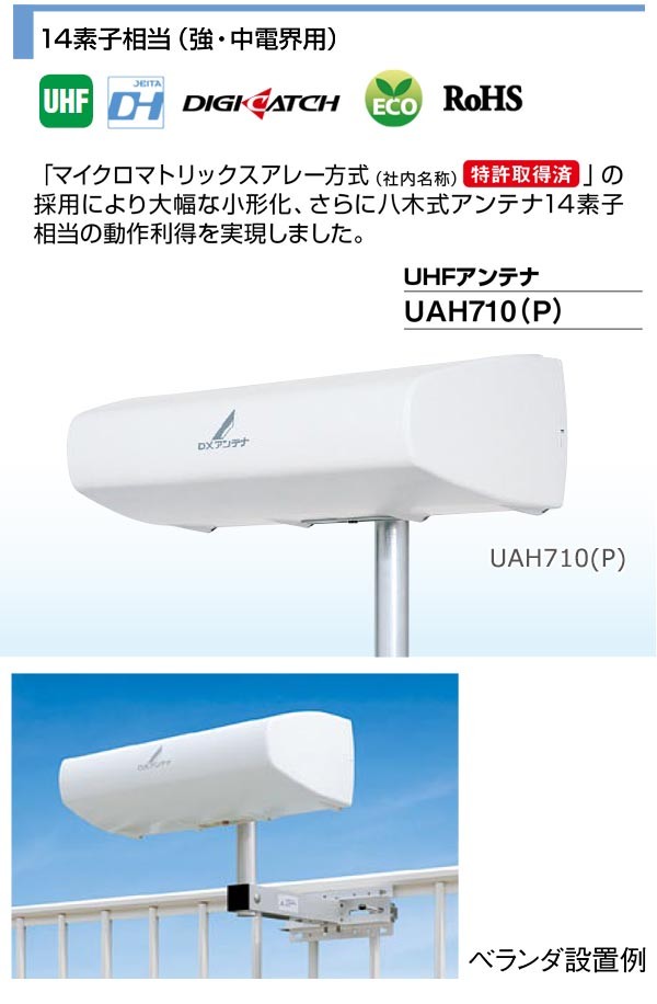 DXアンテナ 家庭用UHFアンテナ 14素子相当(強・中電界用) UAH720(P)