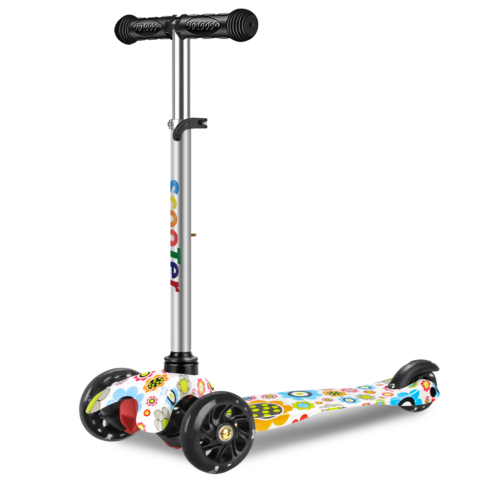 【美品】3輪キックボード グレー チェッカー柄 子供用 キッズ スケーター キックボード 折りたたみ 子供用 子ども クリスマス キック