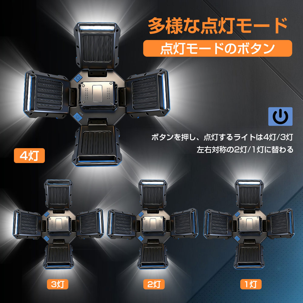 即納 三脚スタンド+LED投光器 60W 4灯 発光量2段 多様な点灯モード