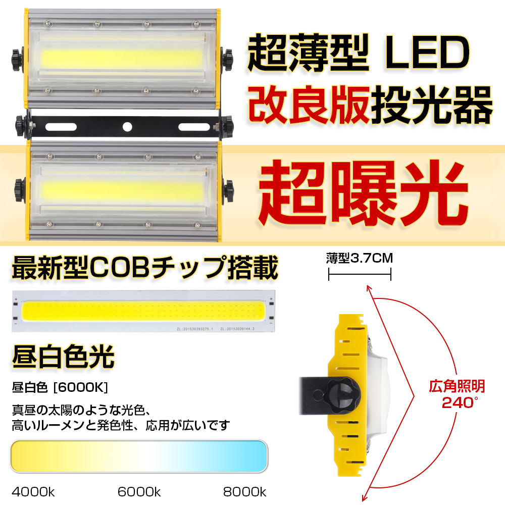 即納】4台 LED 投光器 100W・1000W相当 16500LM スイッチ付き 昼光色 6000K AC80-150V 長寿命 広角240度 IP67防水  3Mケーブル コード付き 1年保証 送料無料 : yh-kro-1001x4 : 和伊通販 - 通販 - Yahoo!ショッピング