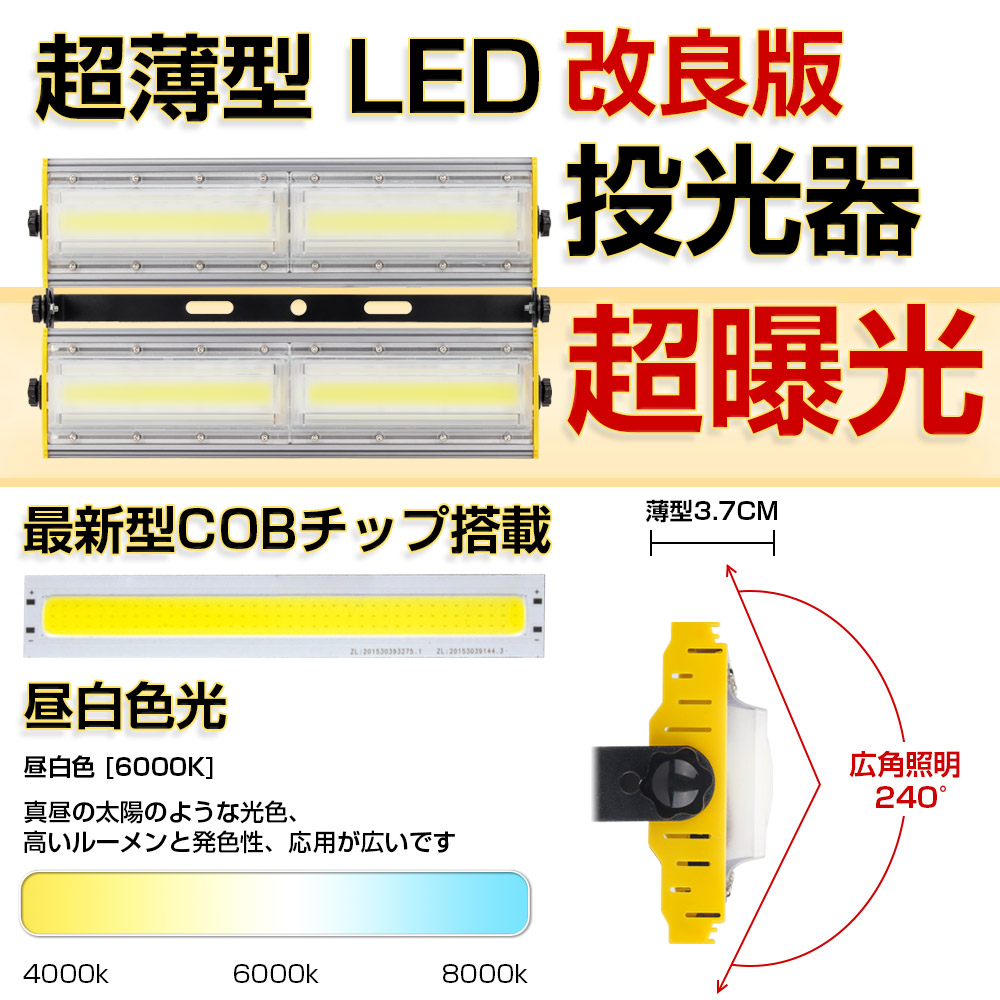 予約】1台 LED 投光器 200W 32500LM スイッチ付き AC80-150V 昼光色 6000K 広角240度 IP67防水 3Mケーブル  コード付き ledライト 1年保証 送料無料 : yh-kro-2001 : 和伊通販 - 通販 - Yahoo!ショッピング