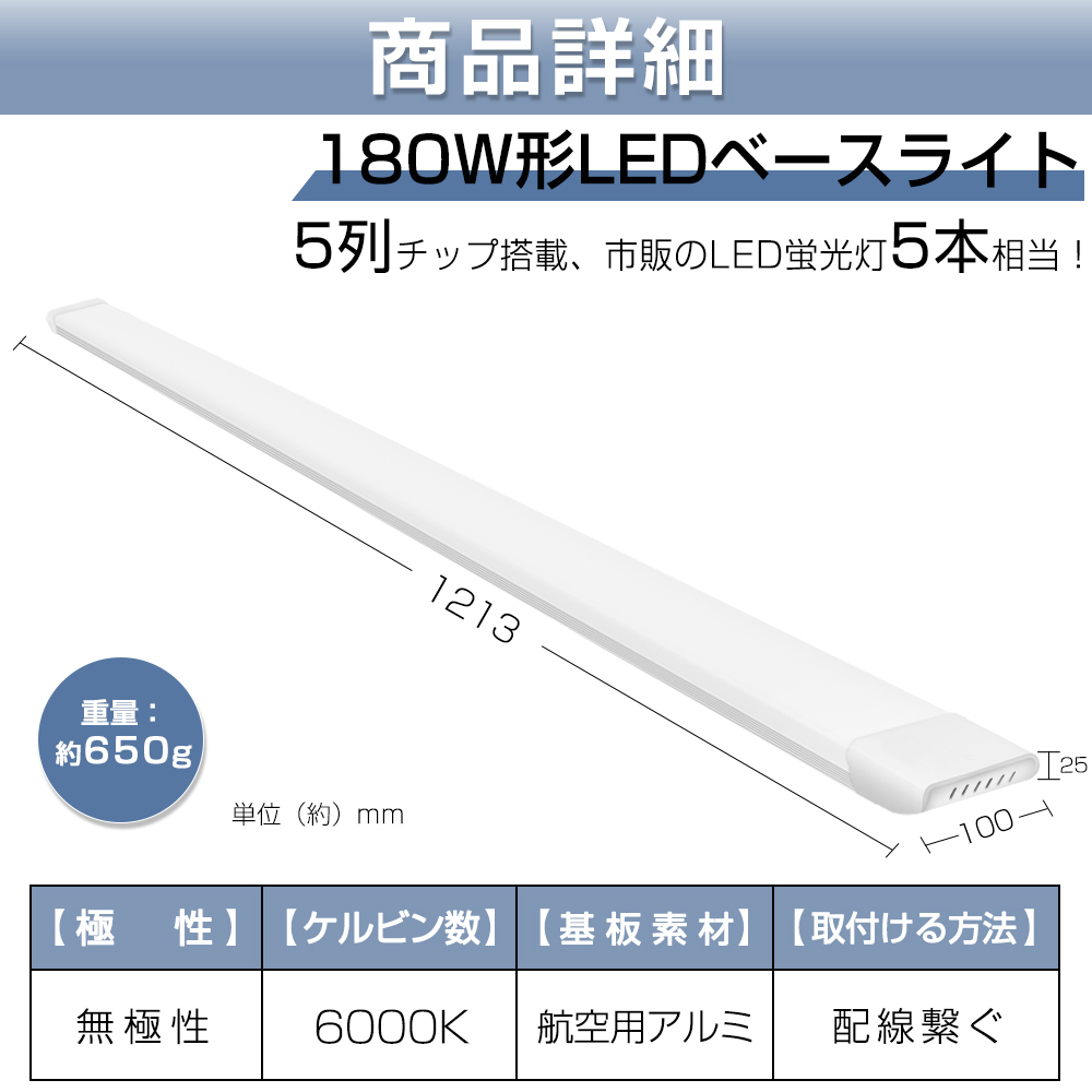 送料無料 30本 180W形 一体型 直管 LED蛍光灯 1灯・5灯相当 一体型台座付 120cm 6畳以上用 高輝度 昼光色 6000K 消費電力90W AC 85-265V LEDライト 広角｜waiwai-store578｜04