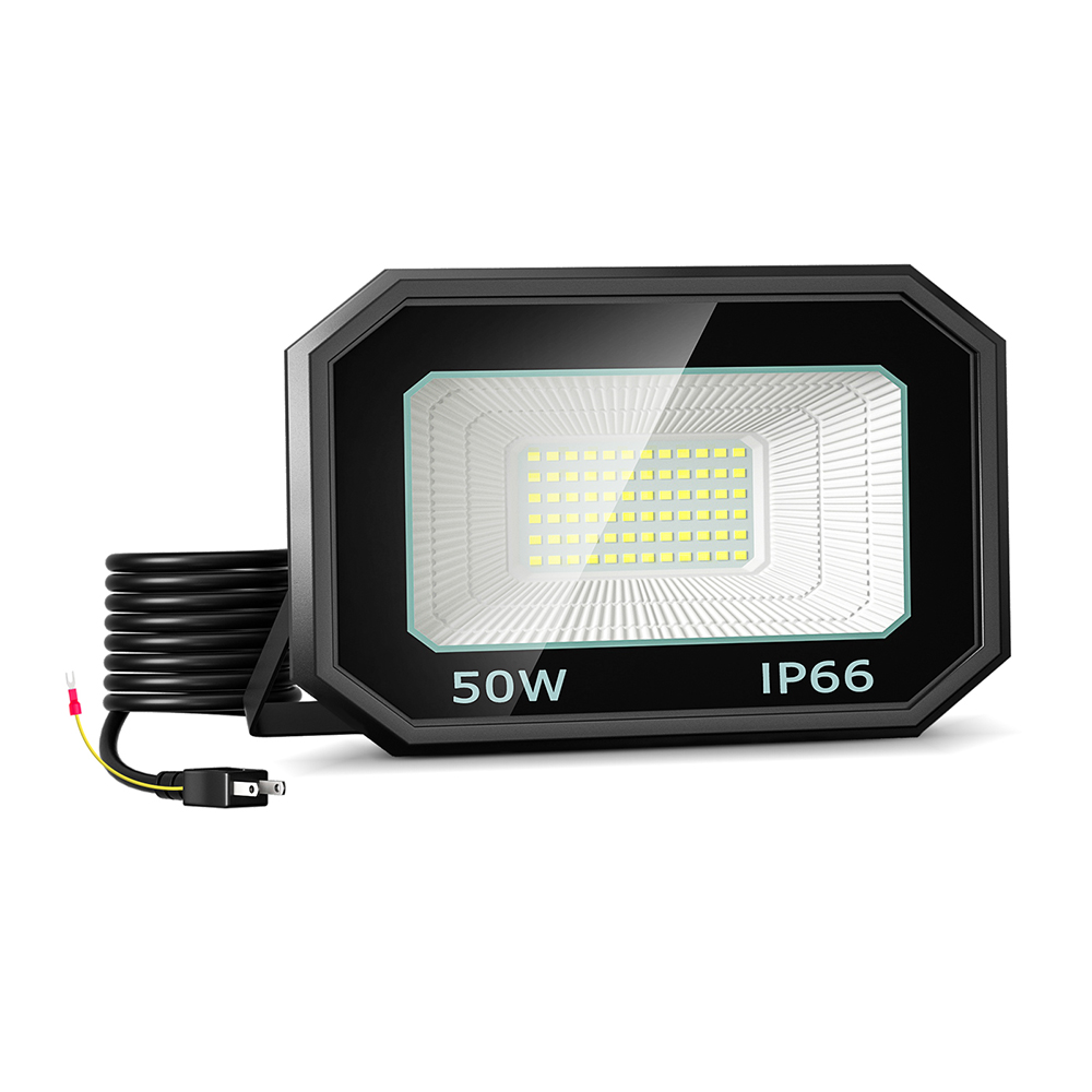 Led投光器 50W 800w相当 超薄型 Ledライト 作業灯 8000LM 超爆光 IP66防水防塵 省エネ 2ｍコード 長寿命 高輝度 昼光色（6500K） 広角照明120°