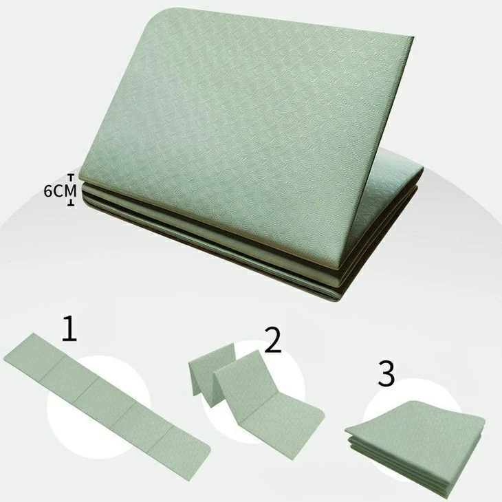 即納 ヨガマット 折りたたみ 6mm ミントグリーン TPE 厚手 無臭