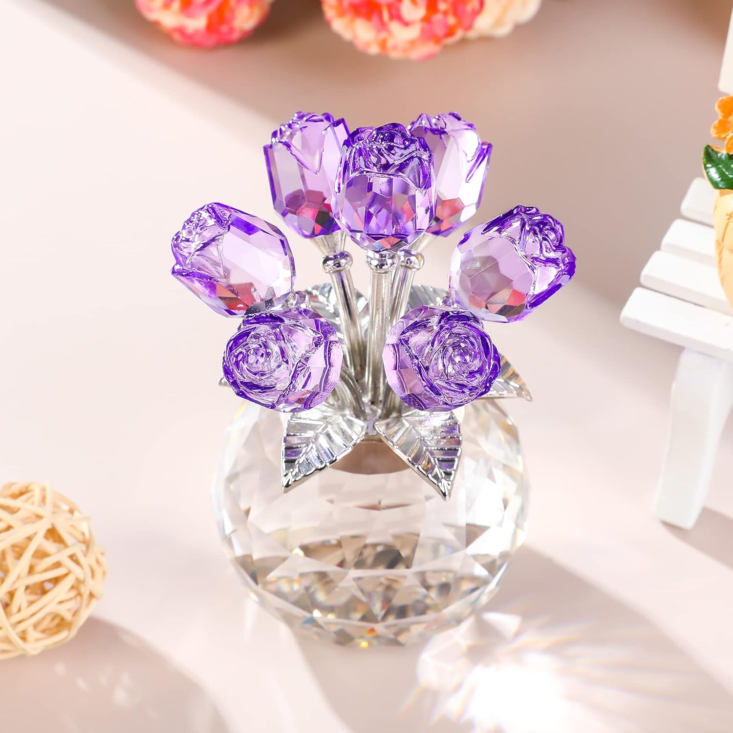 プレゼント クリスタル バラ 枯れない 花 薔薇 ギフト 結婚祝い 記念日 女性 Amazon｜結婚記念日プレゼント 女性 人気 K9クリスタル紫のバラ