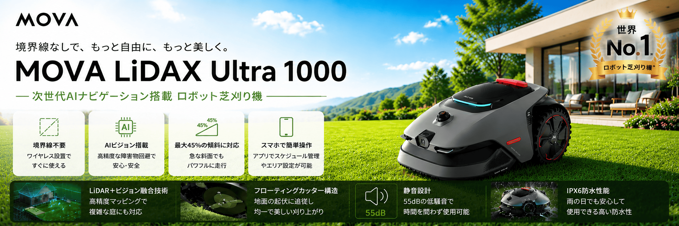 和光商事オンラインストア - MOVA LiDAX Ultra 1000 ロボット芝刈り機