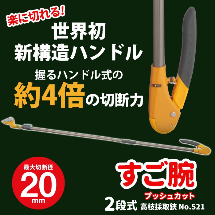 高枝切りバサミ 高枝切鋏 すご腕プッシュカット2段式 アンビル刃