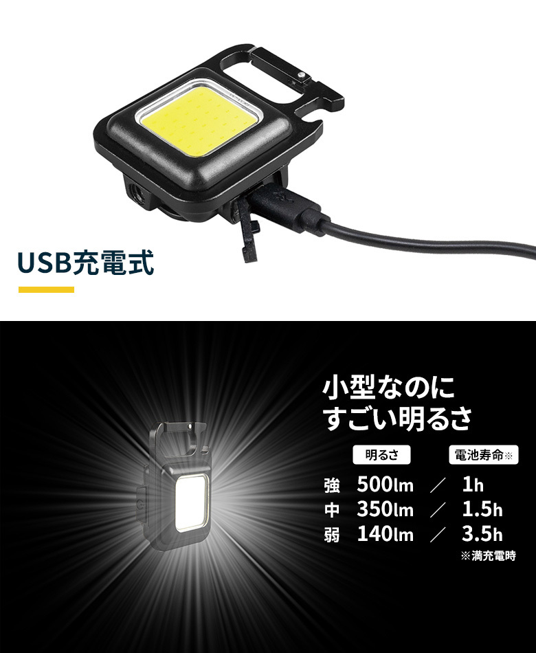 ムサシ 充電式マルチLEDライト 6W小型 USB充電 コンパクト アウトドア