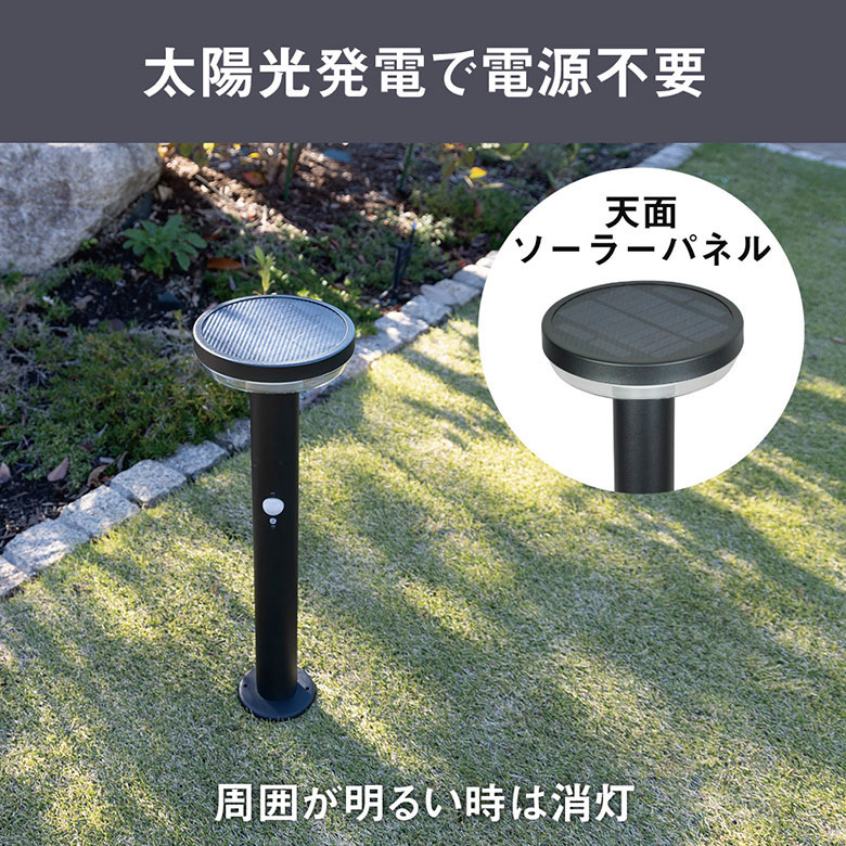新発売 ムサシ ガーデンソーラーセンサーライト 5W 丸型（GL-S110BK/SV