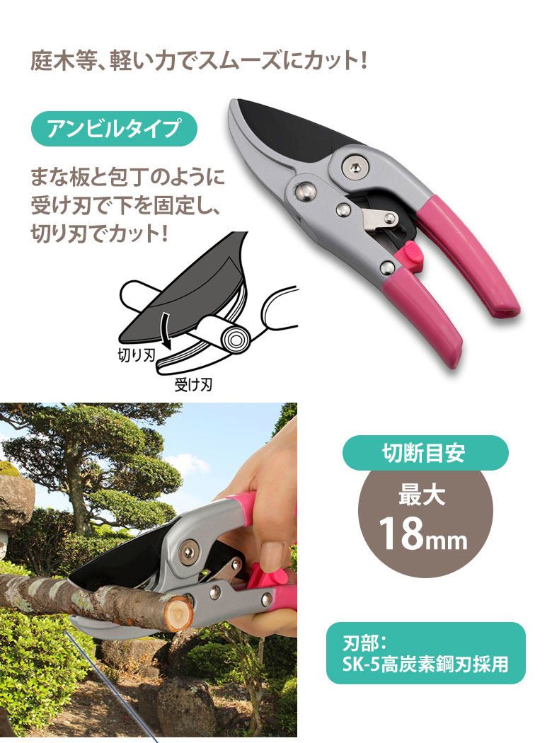 剪定ばさみ 4段ラチェット式 スムーズ剪定ハサミ SV-6773 はさみ 剪定