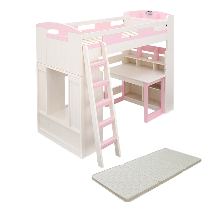 システムベッド 子供 大人 ハイタイプ 分割 ロフトベッド マットレス シングル Chambre5(シャンブル5) 8色対応 + ココナッツパームマットS am(アム)_1