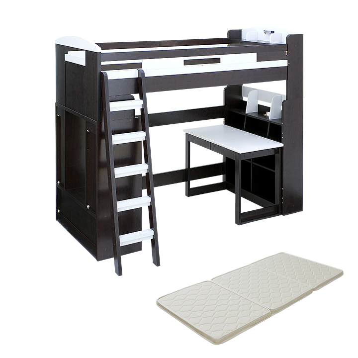 システムベッド 子供 大人 ハイタイプ 分割 ロフトベッド マットレス シングル Chambre5(シャンブル5) 8色対応 + ココナッツパームマットS am(アム)_3