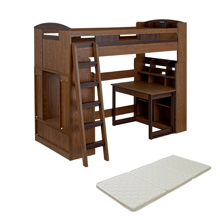 システムベッド 子供 大人 ハイタイプ 分割 ロフトベッド マットレス シングル Chambre5(シャンブル5) 8色対応 + ココナッツパームマットS am(アム)_5