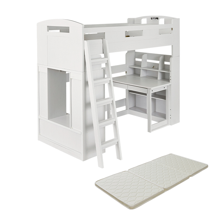 システムベッド 子供 大人 ハイタイプ 分割 ロフトベッド マットレス シングル Chambre5(シャンブル5) 8色対応 + ココナッツパームマットS am(アム)_7