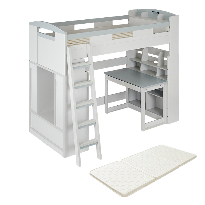 システムベッド 子供 大人 ハイタイプ 分割 ロフトベッド マットレス シングル Chambre5(シャンブル5) 8色対応 + ココナッツパームマットS am(アム)_8