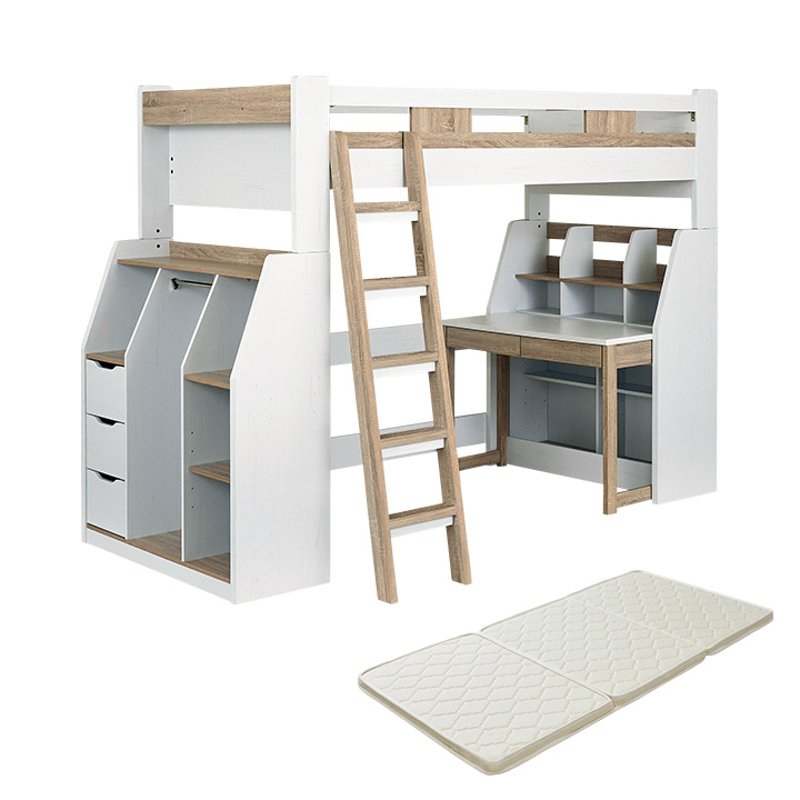 smart-i ロフトベッド ハイタイプ 机付き 木製 システムベッド 子供
