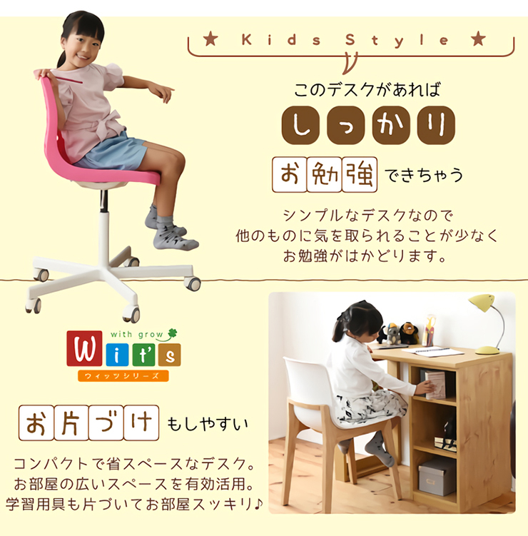 コンパクトデスク Wit's(ウィッツ) 育てるデスク ラックセット 多機能