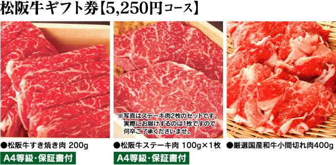 松阪牛ギフト券5250円コース