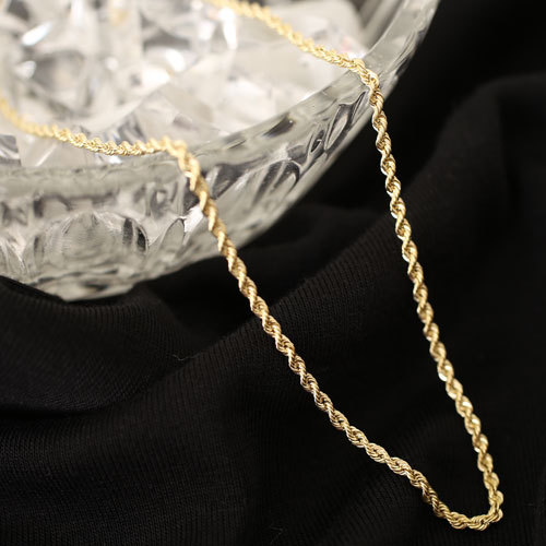 ☆彡イタリア製１８金パイプロープ55cmロングサイズネックレス イタリア製 18金 ネックレス 55cm 1.8g 縄編み パイプロープ