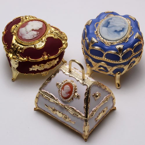 ヴィンテージ　ジュエリーボックス　マトソンスタイル　ベベルガラス　アメリカ アメリカ SPRENDID ミニジュエリーケース 宝石箱 カメオ