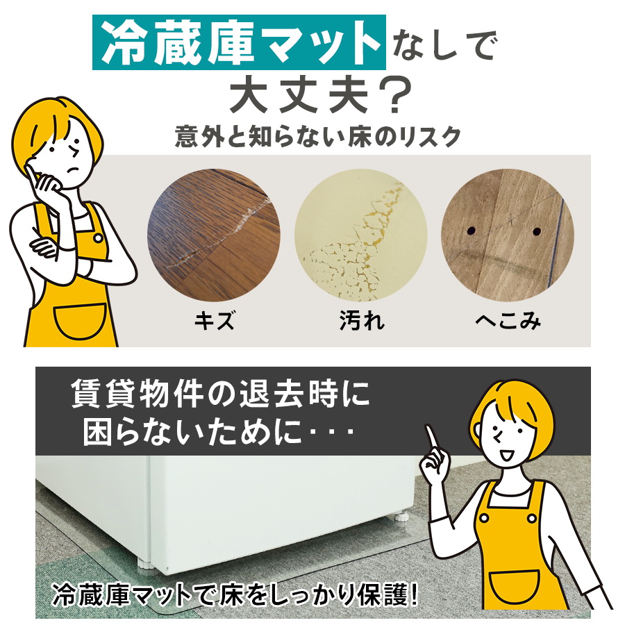 冷蔵庫マット 厚さ2mm S M L 冷蔵庫下に敷くマット 冷蔵庫 下敷き マット ポリカーボネート 透明 キズ 凹み 防止 耐熱 防水 抗菌 防カビ 防臭 床 保護 傷防止 |  | 06