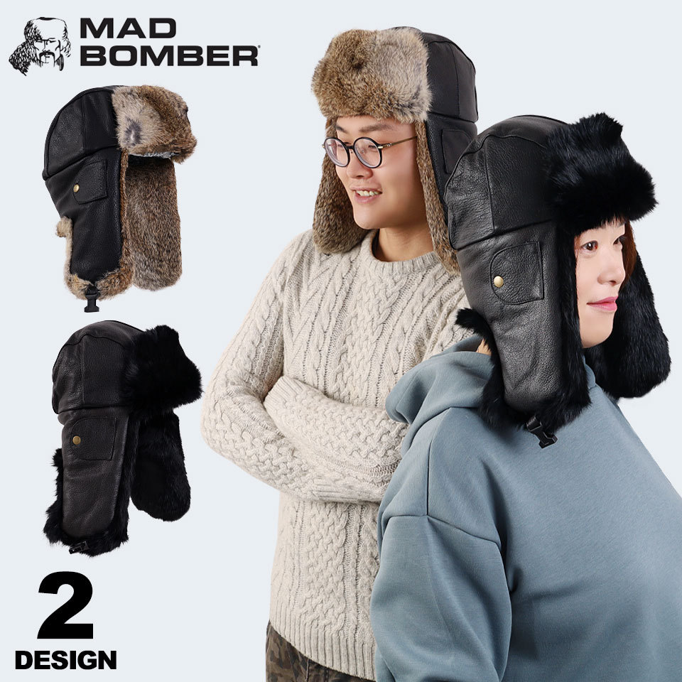 MADBOMBER 正規品 マッドボンバー フライトキャップ メンズ レディース パイロットキャップ ロシア帽 ラビットファー 防水 防寒帽子 耳当て  ファーボア 宅G