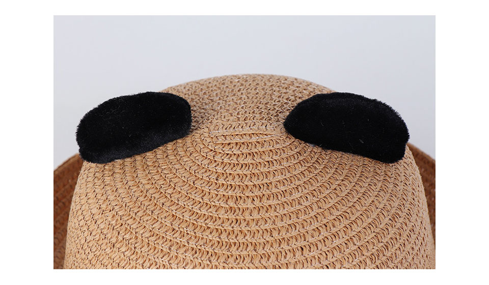 麦わら帽子 キッズ 猫耳付き 男の子 女の子 ゴム付き ひも付き 52 ストローハット キッズ帽子