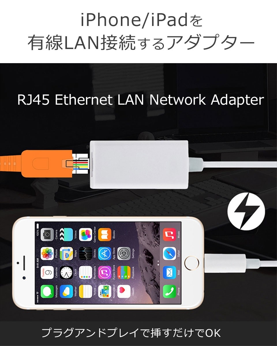 iPhone LANアダプター 有線LAN接続