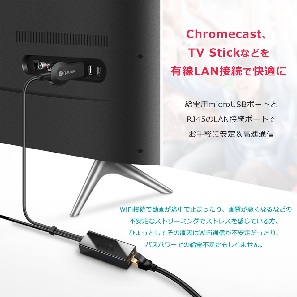 Chromecast TV Stick 有線LAN接続 ケーブル