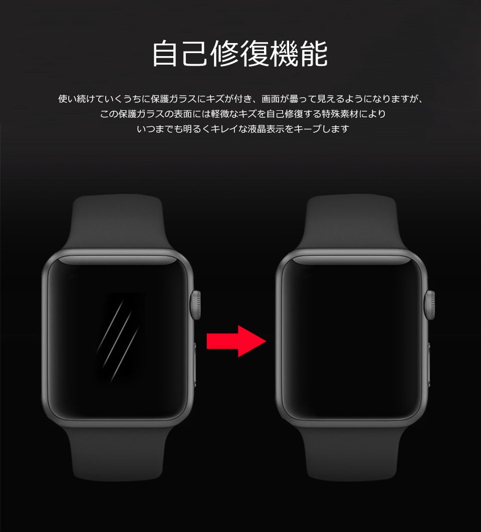 Apple Watch Series4 強化ガラス 保護フィルム 自動吸着 アップルウォッチ ガラスフィルム 9h 薄型 ファイバーフレーム 傷修復機能 40mm 44mm Y1 Cas 2 ウォールステッカー本舗 通販 Yahoo ショッピング