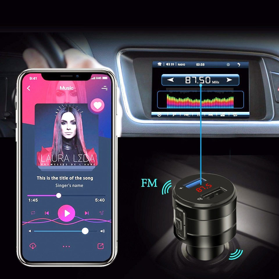 FMトランスミッター トランスミッター bluetooth 車 高音質 シガーソケット fm トランスミッター ハンズフリー通話 急速充電 スマホ充電器