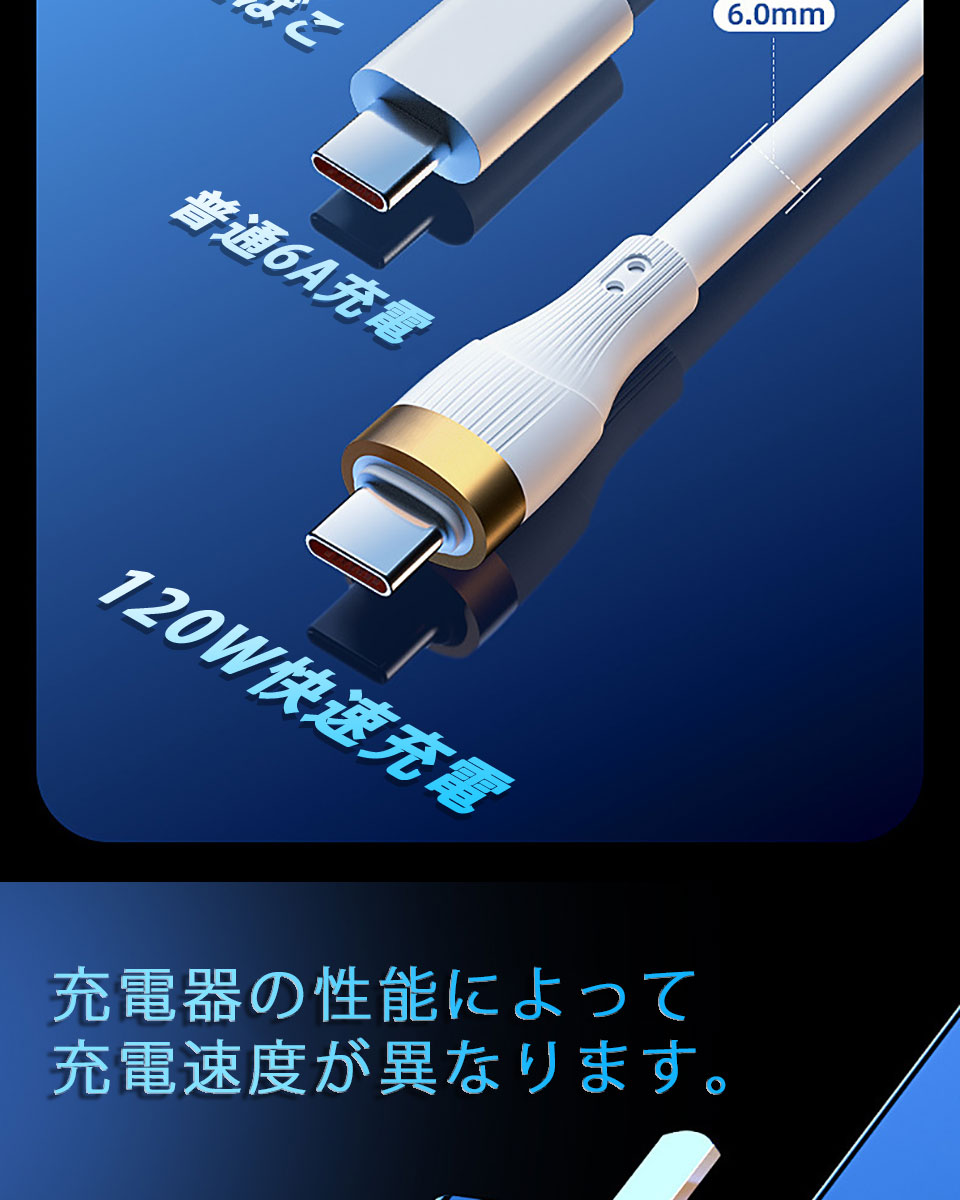 iPhone充電ケーブル type-c充電ケーブル 1.2m 1.8m スマホ充電ケーブル