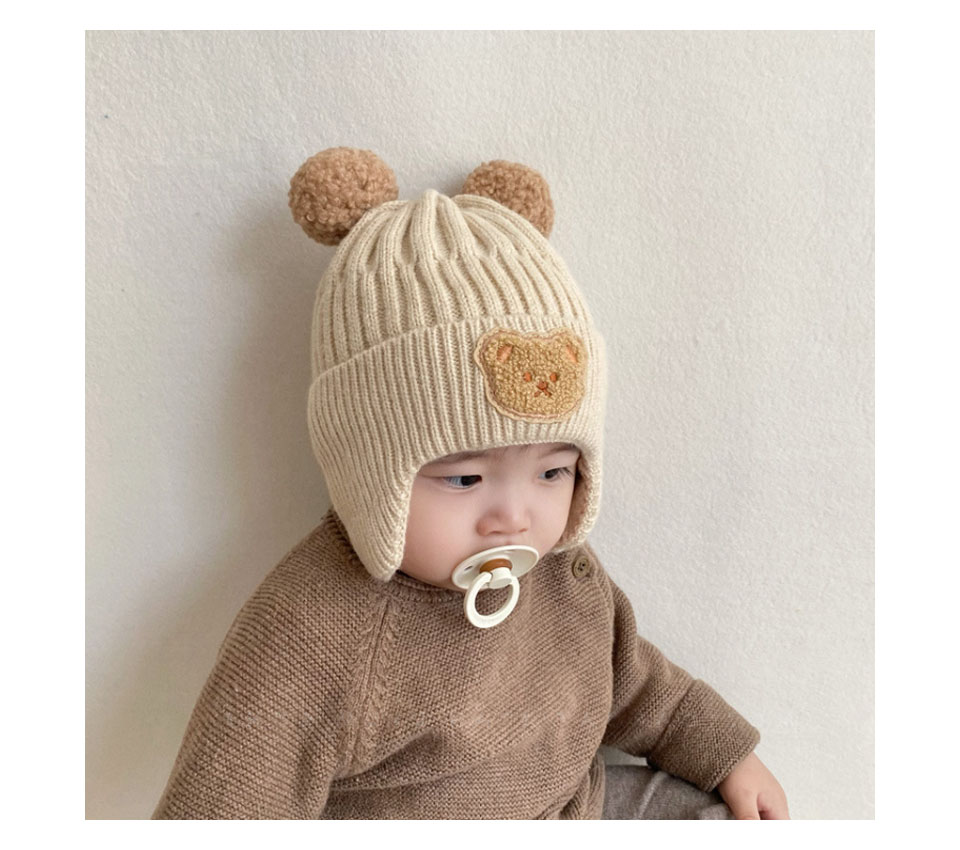 ニット帽 ベビー おしゃれ 耳付き くま耳 ベージュ ブラウン 耳あて ニットキャップ 帽子 ベビー服