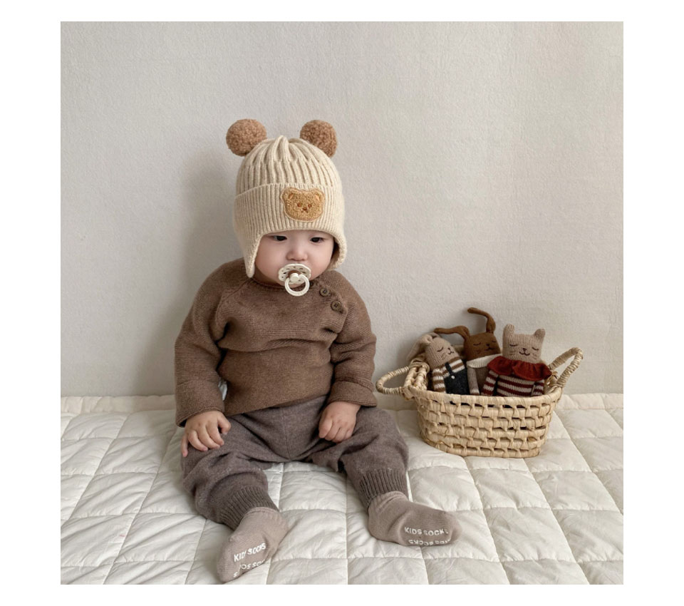 ニット帽 ベビー おしゃれ 耳付き くま耳 ベージュ ブラウン 耳あて ニットキャップ 帽子 ベビー服