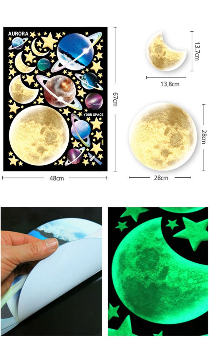 ウォールステッカー おしゃれ 宇宙 惑星 蓄光 三日月 月 大きいサイズ 星空 ムーンライト きれい 子供部屋 リビング インテリア シール のり付き Fds 212 ウォールステッカー本舗 通販 Yahoo ショッピング