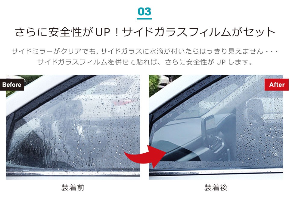 撥水 サイドミラー フィルム 親水フィルム サイドガラス 4枚セット ドアミラー 防水 撥水 防眩 バックミラー カー用品 サイドミラーシール Y1 Otd 355 ウォールステッカー本舗 通販 Yahoo ショッピング