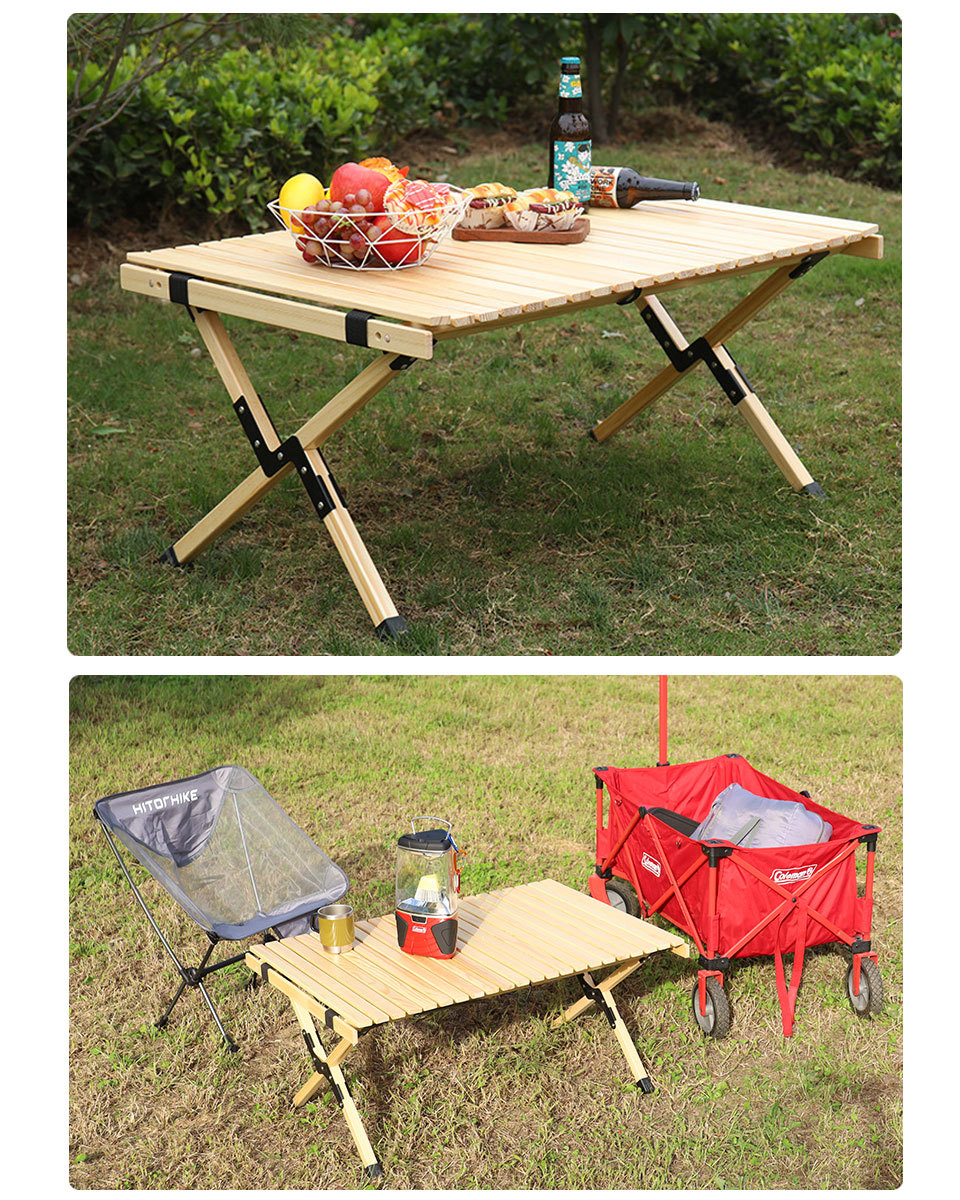 【新品】アウトドアテーブル ロールテーブル 折り畳みテーブル キャンプ 90cm レジャーテーブル 90cm×60cm キャンプ テーブル 木製 アウトドア