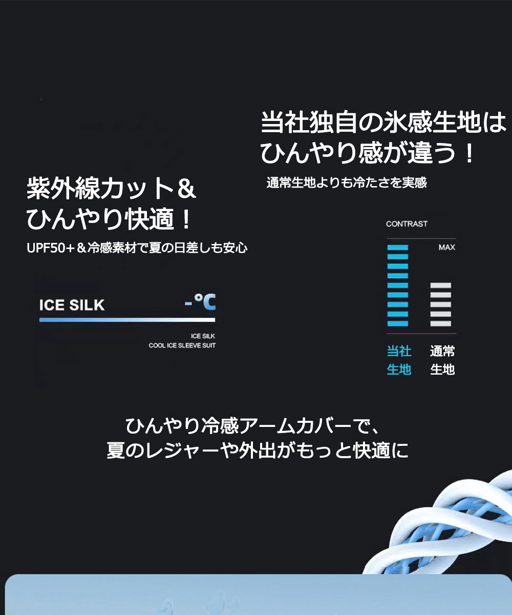 アームカバー UV 冷感 メンズ ゴルフ ロング 白 黒 UVカット スポーツ
