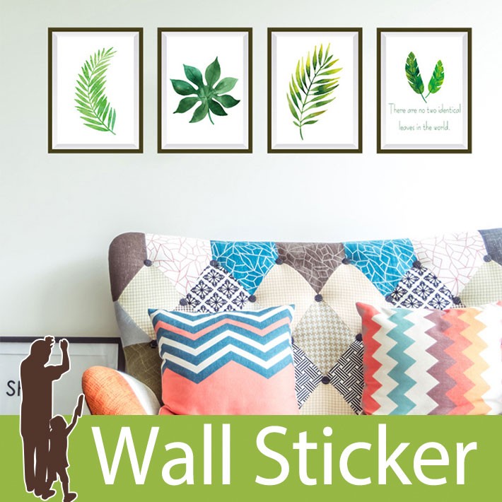ウォールステッカー トリックアート 観葉植物 額縁 葉 ナチュラル 額に飾られた葉 4枚セット だまし絵 北欧 大人かわいい リビング 貼ってはがせる Wch 250 ウォールステッカー本舗 通販 Yahoo ショッピング