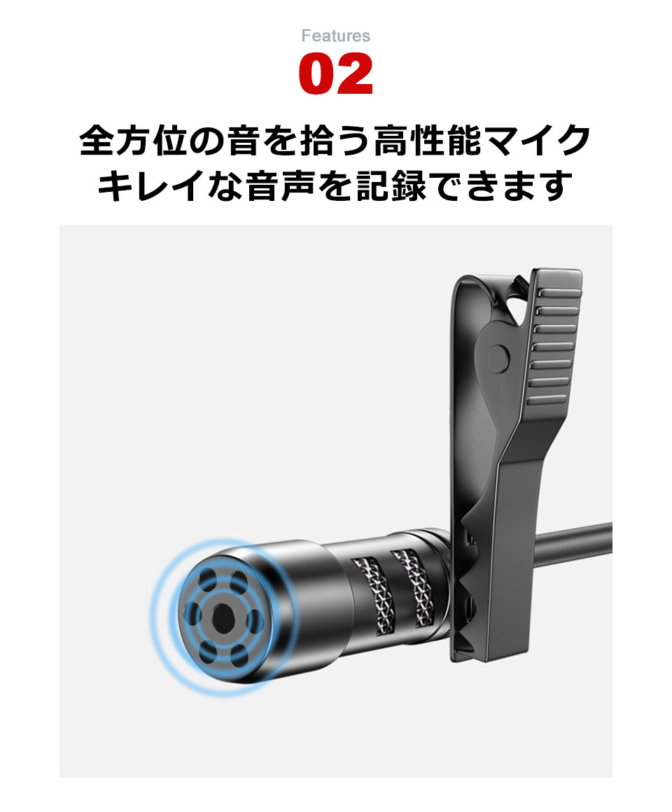 ピンマイク USB クリップマイク 有線 クリップ付きピンマイク ラべリアマイク