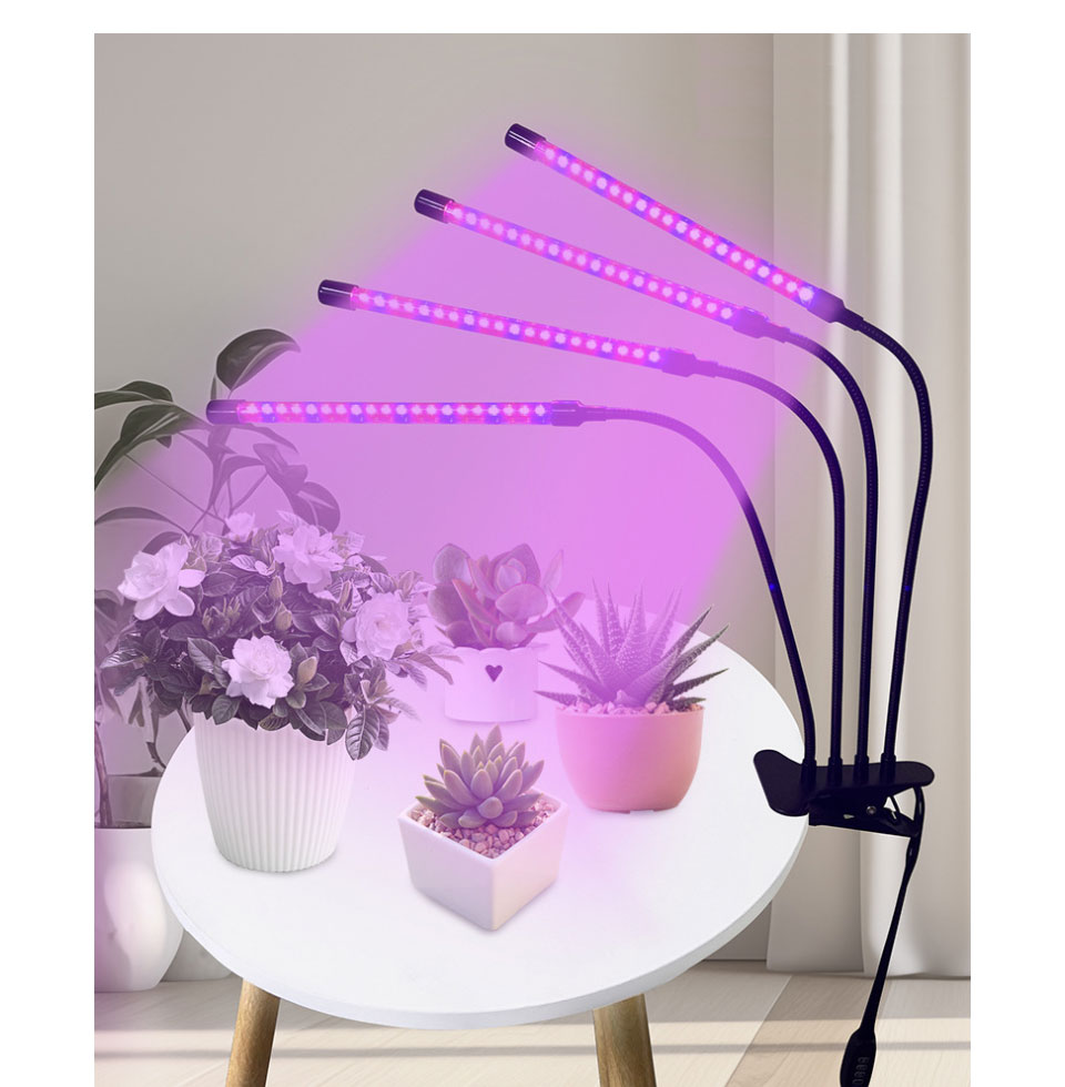 植物育成ライト LED クリップ USB給電 4ヘッド フレキシブルアーム
