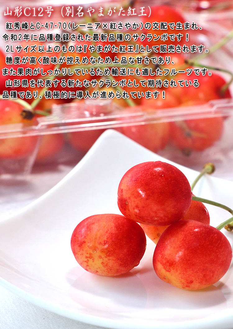 山形さくらんぼ 紅てまり・紅秀峰・紅王中心 約180g×4パック M